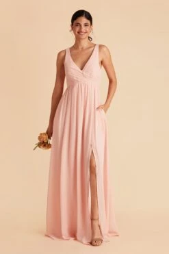 Laurie Empire Dress - Blush Pink 14 Laurie Empire Dress - Blush Pink -Wedding Dress Store blush pink laurie slit bridesmaid dress 05