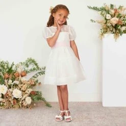 Liz Flower Girl Sash - Blush Pink -Wedding Dress Store blush pink liz flower girl sash 03