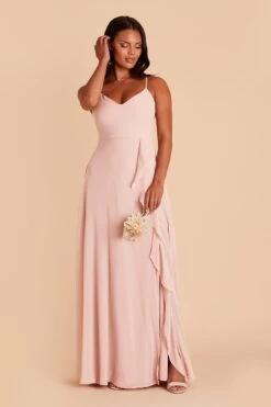 Theresa Chiffon Dress - Blush Pink -Wedding Dress Store blush pink theresa convertible slit bridesmaid dress 02