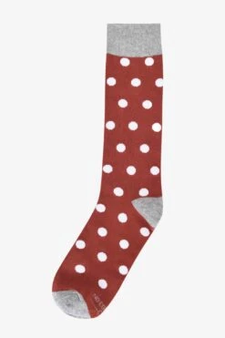 Polka Dot Groomsmen Socks By No Cold Feet - Burnt Orange