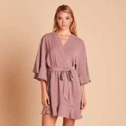 Kenny Ruffle Robe - Dark Mauve -Wedding Dress Store c0c17611eb95abcafa8e3fe0eb770d3c