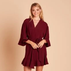 Kenny Ruffle Robe - Cabernet 18 Kenny Ruffle Robe - Cabernet -Wedding Dress Store c541e3089daf82855ede1bc4f83b1957