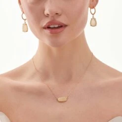 Presley Charm Necklace - Champagne -Wedding Dress Store champagne druzy presley charm necklace accessories 01