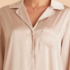 Kamryn Satin Sleepshirt - Champagne -Wedding Dress Store champagne kamryn satin sleepshirt bridesmaid pajamas TMS LIVE PREVIEW