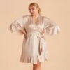 Kenny Ruffle Satin Robe - Champagne -Wedding Dress Store champagne kenny plus size satin ruffle bridesmaid robes 02