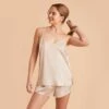 Olivia Satin Cami Top - Champagne -Wedding Dress Store champagne olivia satin cami top bridesmaid pajamas 03