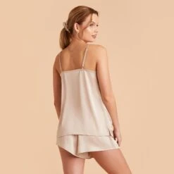 Olivia Satin Cami Top - Champagne 22 Olivia Satin Cami Top - Champagne -Wedding Dress Store champagne olivia satin cami top bridesmaid pajamas 04