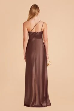 Kensie Shiny Satin Dress - Chocolate Brown -Wedding Dress Store chocolate brown kensie satin bridesmaid dress 01