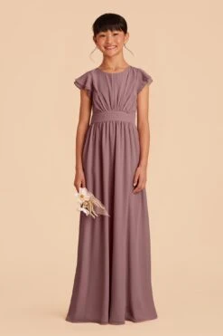 Celine Junior Dress - Dark Mauve -Wedding Dress Store dark mauve celine junior bridesmaid dress 01