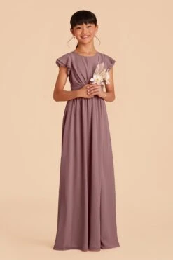Celine Junior Dress - Dark Mauve -Wedding Dress Store dark mauve celine junior bridesmaid dress 02