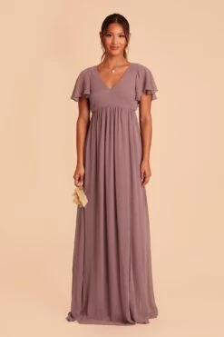 Hannah Empire Dress - Dark Mauve -Wedding Dress Store dark mauve hannah bridesmaid dress 01