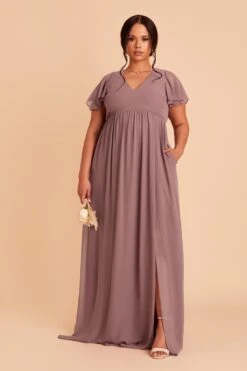 Hannah Empire Dress - Dark Mauve -Wedding Dress Store dark mauve hannah plus size bridesmaid dress 02