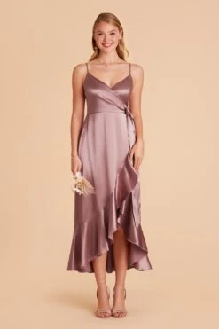 YC Shiny Satin Midi Dress - Dark Mauve 12 YC Shiny Satin Midi Dress - Dark Mauve -Wedding Dress Store dark mauve yc satin bridesmaid dress 03