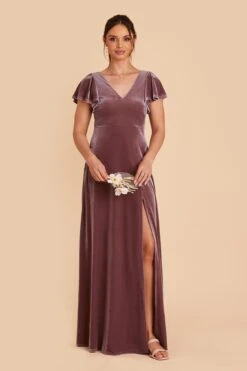 Hannah Velvet Dress - Desert Rose -Wedding Dress Store desert rose hannah velvet bridesmaid dress 01