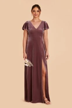 Hannah Velvet Dress - Desert Rose -Wedding Dress Store desert rose hannah velvet bridesmaid dress 02