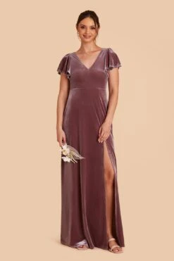 Hannah Velvet Dress - Desert Rose -Wedding Dress Store desert rose hannah velvet bridesmaid dress 03