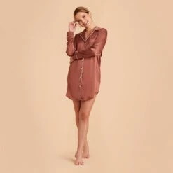 Kamryn Satin Sleepshirt - Desert Rose