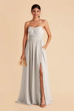 Grace Convertible Dress - Dove Gray -Wedding Dress Store dove grey grace convertible slit bridesmaid dress 02