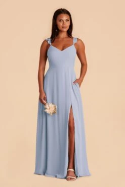Doris Chiffon Dress - Dusty Blue -Wedding Dress Store dusty blue doris bridesmaid dress 02