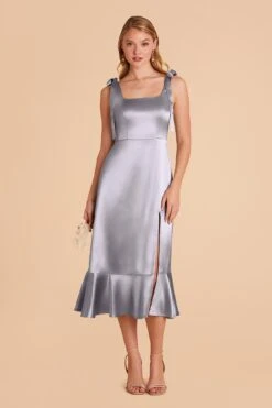 Eugenia Shiny Satin Convertible Midi Dress - Dusty Blue 14 Eugenia Shiny Satin Convertible Midi Dress - Dusty Blue -Wedding Dress Store dusty blue eugenia convertible satin bridesmaid dress 02