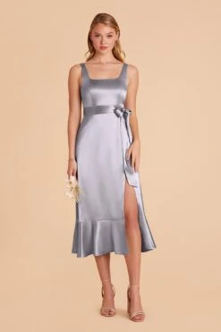 Eugenia Shiny Satin Convertible Midi Dress - Dusty Blue 15 Eugenia Shiny Satin Convertible Midi Dress - Dusty Blue -Wedding Dress Store dusty blue eugenia convertible satin bridesmaid dress 04