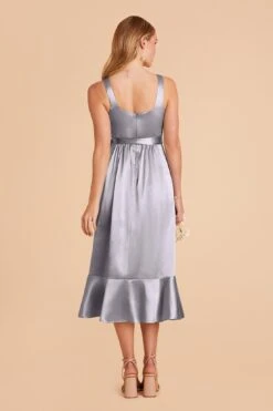Eugenia Shiny Satin Convertible Midi Dress - Dusty Blue 16 Eugenia Shiny Satin Convertible Midi Dress - Dusty Blue -Wedding Dress Store dusty blue eugenia convertible satin bridesmaid dress 05