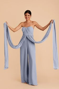 Gigi Convertible Jumpsuit - Dusty Blue -Wedding Dress Store dusty blue gigi convertible bridesmaid jumpsuit 02