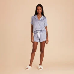 Jonny Satin Pajama Set - Dusty Blue