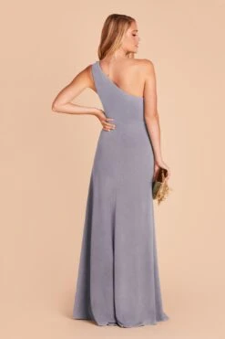 Kira Crepe Dress - Dusty Blue -Wedding Dress Store dusty blue kira crepe bridesmaid dress 05