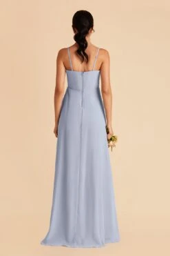 Winnie Convertible Chiffon Dress - Dusty Blue -Wedding Dress Store dusty blue winnie convertible slit bridesmaid dress 01