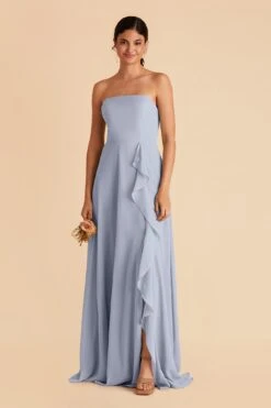 Winnie Convertible Chiffon Dress - Dusty Blue -Wedding Dress Store dusty blue winnie convertible slit bridesmaid dress 04