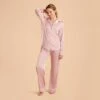 Jonny Long Sleeves And Pants Satin PJ Set - Dusty Pink 2 Jonny Long Sleeves And Pants Satin PJ Set - Dusty Pink -Wedding Dress Store dusty pink jonny satin long sleeve pajama top and pants bridesmaid pajamas 06