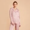 Jonny Satin Long Sleeve Pajama Top - Dusty Pink 2 Jonny Satin Long Sleeve Pajama Top - Dusty Pink -Wedding Dress Store dusty pink jonny satin long sleeve top bridesmaid pajamas 04
