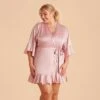Kenny Ruffle Satin Robe - Dusty Pink -Wedding Dress Store dusty pink kenny plus size satin ruffle bridesmaid robes 01