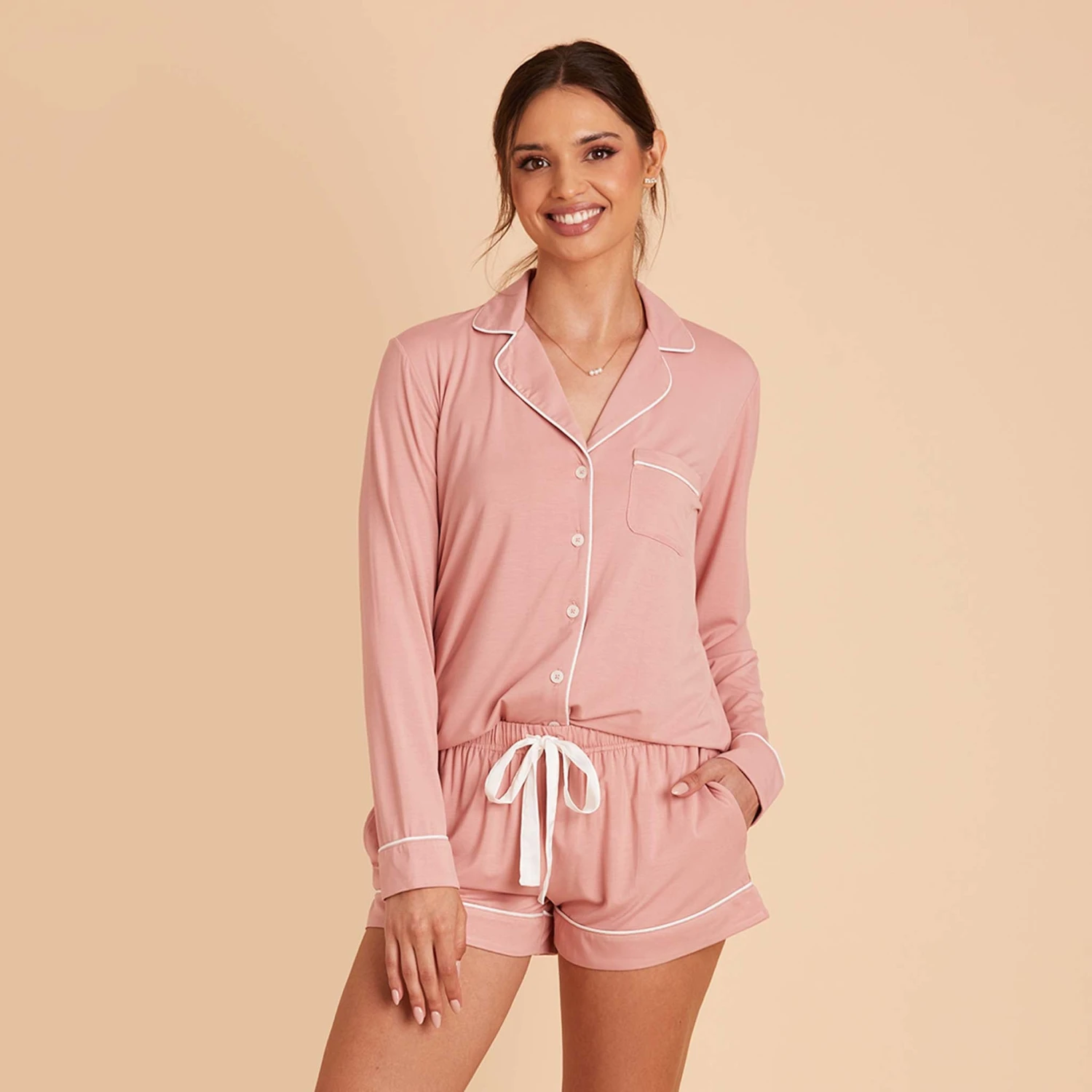 Jonny Long Sleeve Pajama Set - Dusty Rose 7 Jonny Long Sleeve Pajama Set - Dusty Rose - Image 5