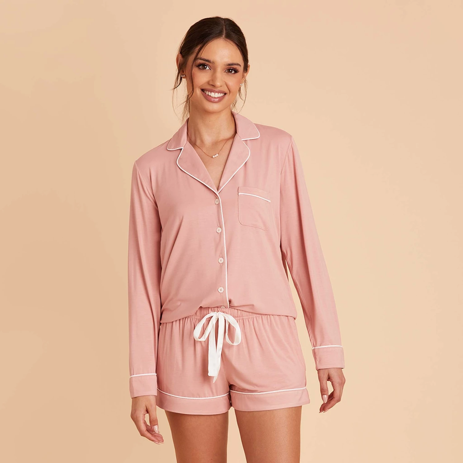 Jonny Long Sleeve Pajama Set - Dusty Rose 10 Jonny Long Sleeve Pajama Set - Dusty Rose - Image 8