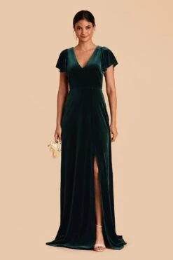 Hannah Velvet Dress - Emerald 10 Hannah Velvet Dress - Emerald -Wedding Dress Store emerald hannah velvet bridesmaid dress 01