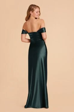 Mia Shiny Satin Convertible Dress - Emerald -Wedding Dress Store emerald mia convertible satin bridesmaid dress 04