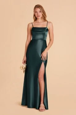 Mia Shiny Satin Convertible Dress - Emerald -Wedding Dress Store emerald mia convertible satin bridesmaid dress 06