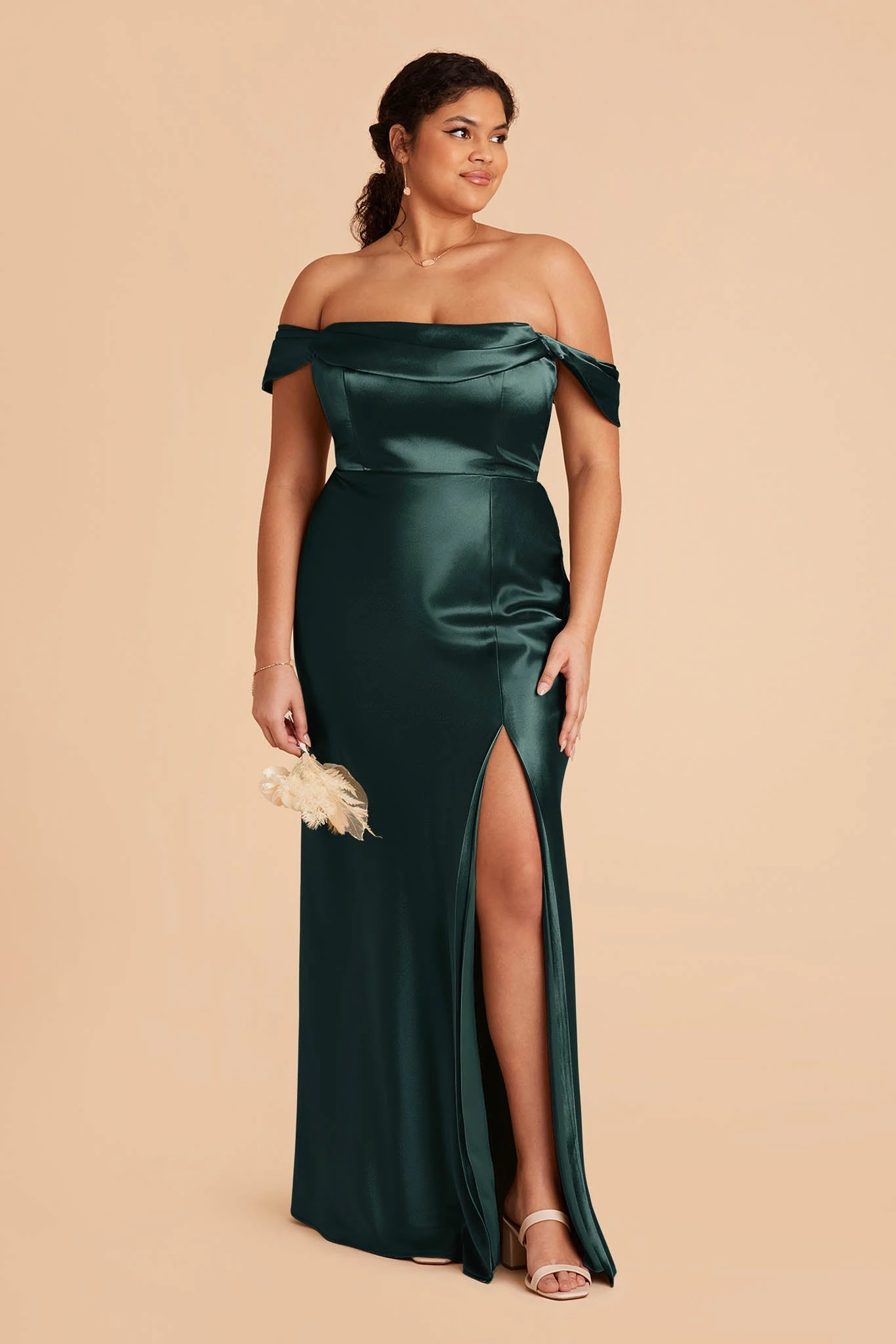 Mia Shiny Satin Convertible Dress - Emerald - Image 8