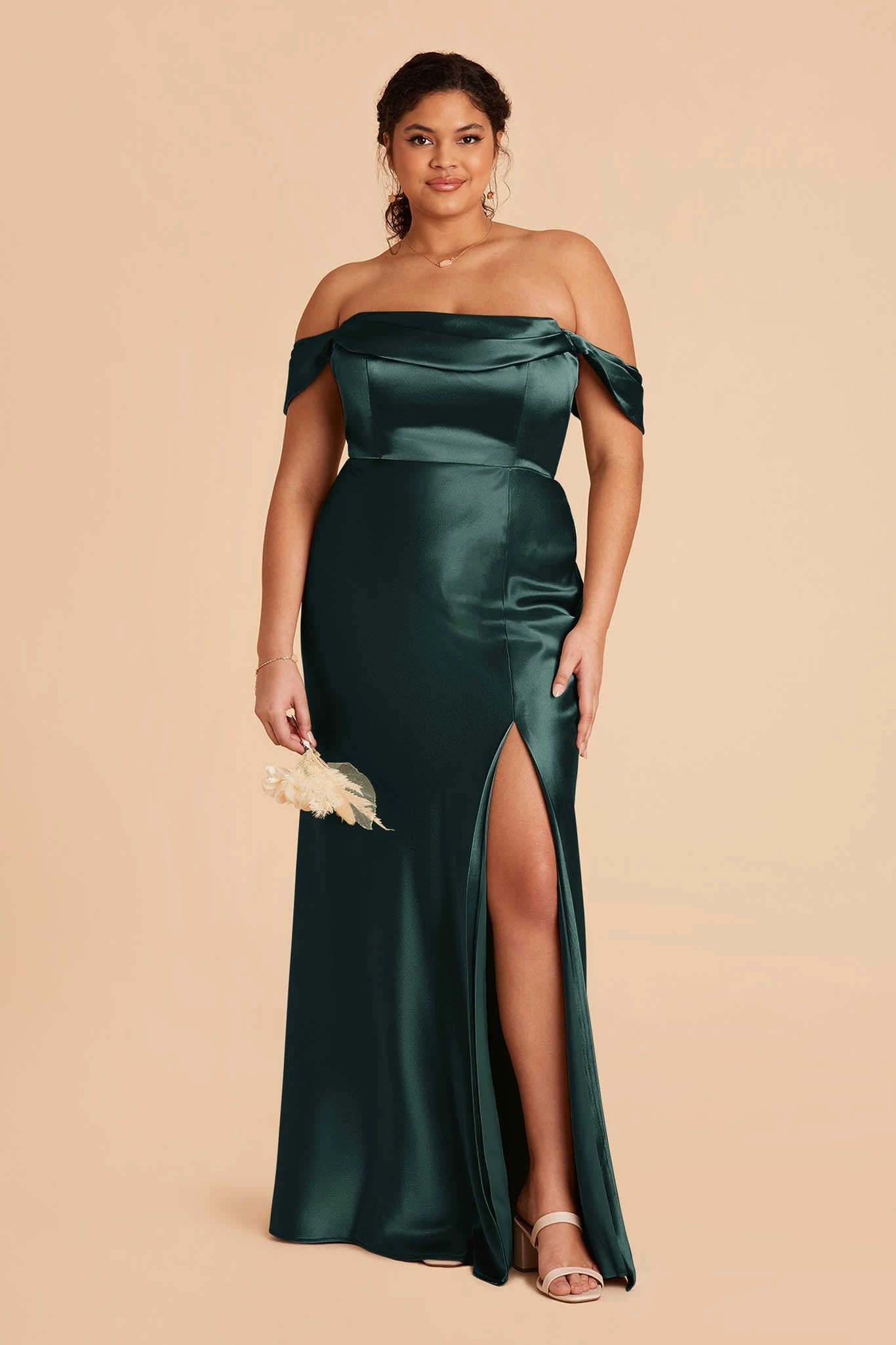 Mia Shiny Satin Convertible Dress - Emerald - Image 11