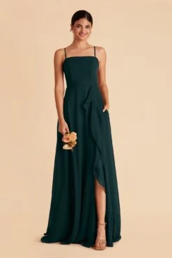 Winnie Convertible Chiffon Dress - Emerald -Wedding Dress Store emerald winnie convertible slit bridesmaid dress 02