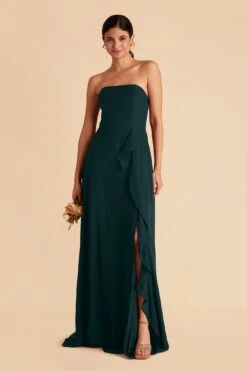 Winnie Convertible Chiffon Dress - Emerald -Wedding Dress Store emerald winnie convertible slit bridesmaid dress 05