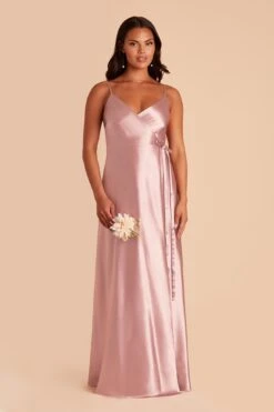 Cindy Shiny Satin Dress - English Rose