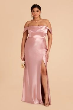 Mia Shiny Satin Convertible Dress - English Rose 15 Mia Shiny Satin Convertible Dress - English Rose -Wedding Dress Store english rose mia plus size bridesmaid dress 01