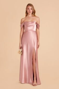 Mia Shiny Satin Convertible Dress - English Rose