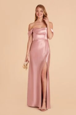 Mia Shiny Satin Convertible Dress - English Rose 11 Mia Shiny Satin Convertible Dress - English Rose -Wedding Dress Store english rose mia satin bridesmaid dress 02