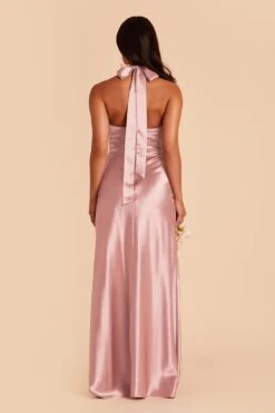 Monica Shiny Satin Dress - English Rose -Wedding Dress Store english rose monica slit satin bridesmaid dress 05