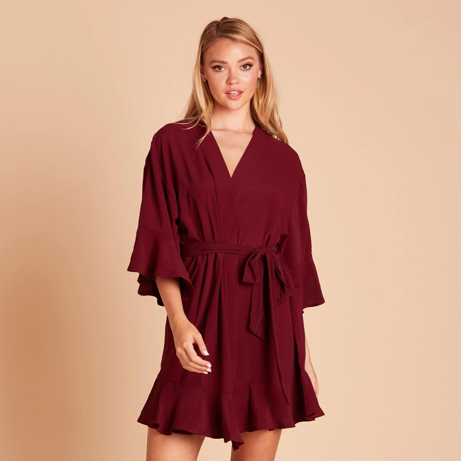 Kenny Ruffle Robe - Cabernet 6 Kenny Ruffle Robe - Cabernet - Image 4