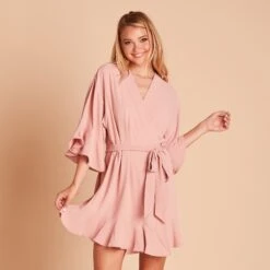 Kenny Ruffle Robe - Dusty Rose -Wedding Dress Store f6da7a0b11b5f430a1f5fb2dfd6bc90f